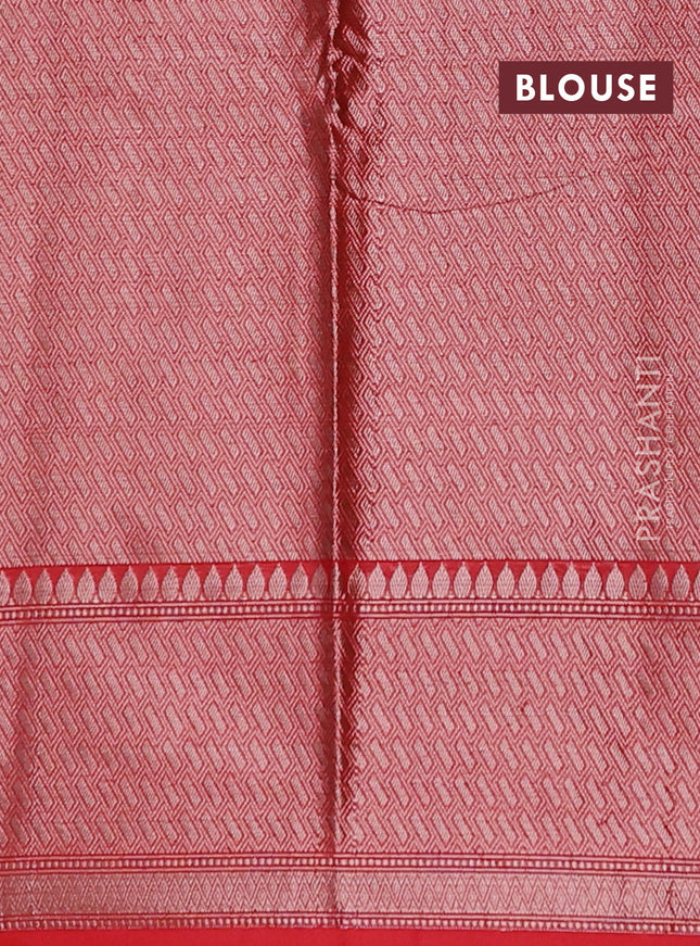 Banarasi warm silk saree peach orange and red with allover thread & zari woven buttas and zari woven border