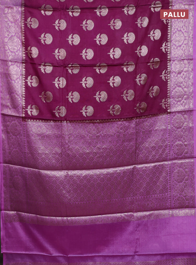 Banarasi warm silk saree purple and lavender with allover thread & zari woven buttas and zari woven border