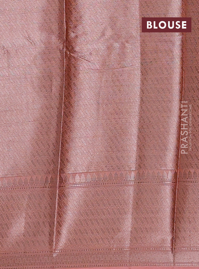 Banarasi warm silk saree red and peach orange with allover thread & zari woven buttas and zari woven border