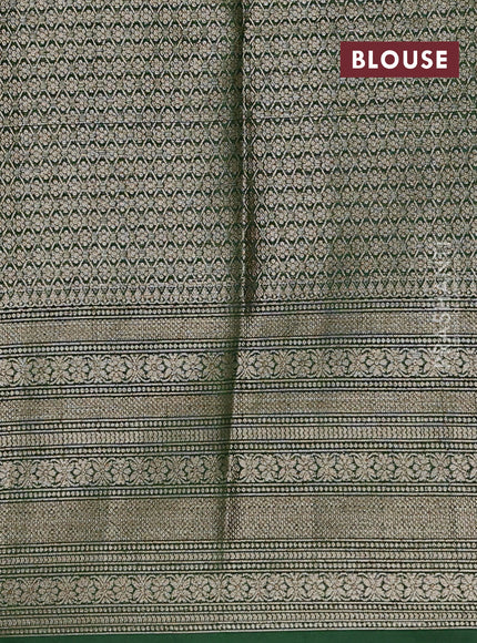 Banarasi warm silk saree pastel green and green with allover thread & zari checked pattern and long zari woven border