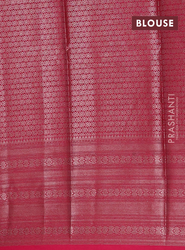 Banarasi warm silk saree light pink and pink with allover thread & zari checked pattern and long zari woven border