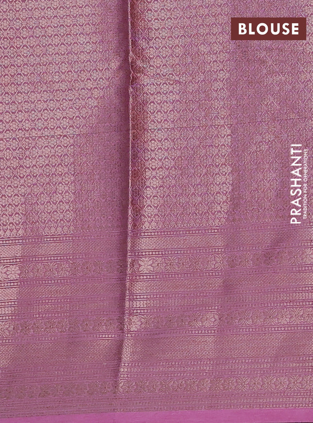 Banarasi warm silk saree coffee brown and mauve pink with allover thread & zari checked pattern and long zari woven border