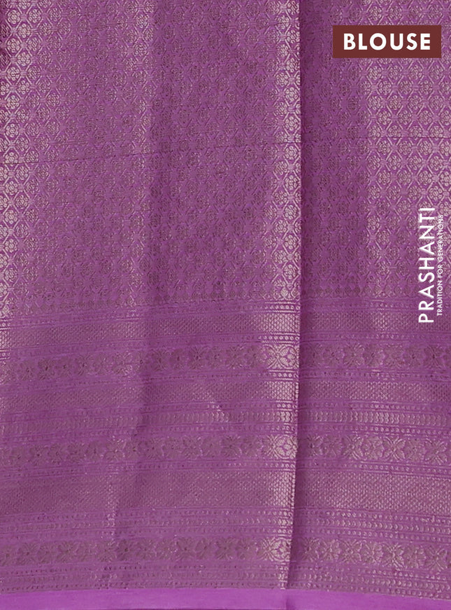 Banarasi warm silk saree purple and lavender with allover thread & zari checked pattern and long zari woven border