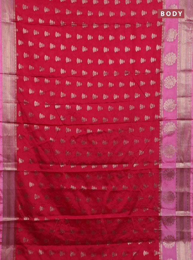 Banarasi warm silk saree red and light pink with allover thread & zari woven buttas and zari woven border