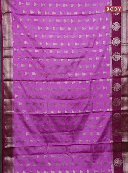 Banarasi warm silk saree mild lavender and wine shade with allover thread & zari woven buttas and zari woven border