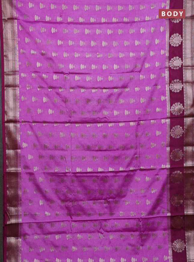 Banarasi warm silk saree mild lavender and wine shade with allover thread & zari woven buttas and zari woven border