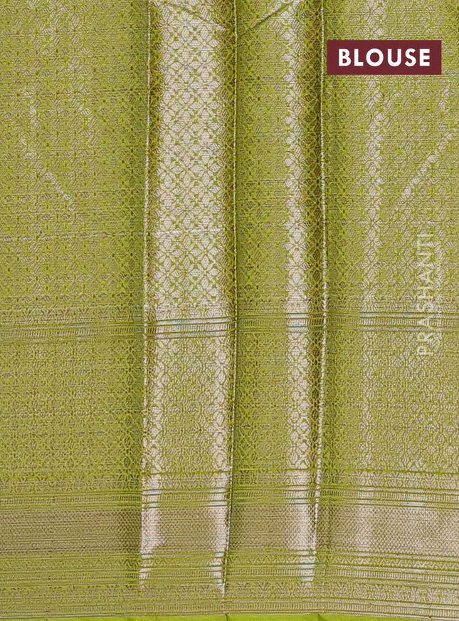 Banarasi warm silk saree yellow and light green with allover thread & zari woven buttas and zari woven border