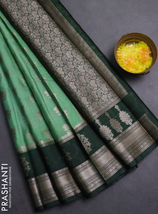 Banarasi warm silk saree pastel green and green with allover thread & zari woven buttas and zari woven border