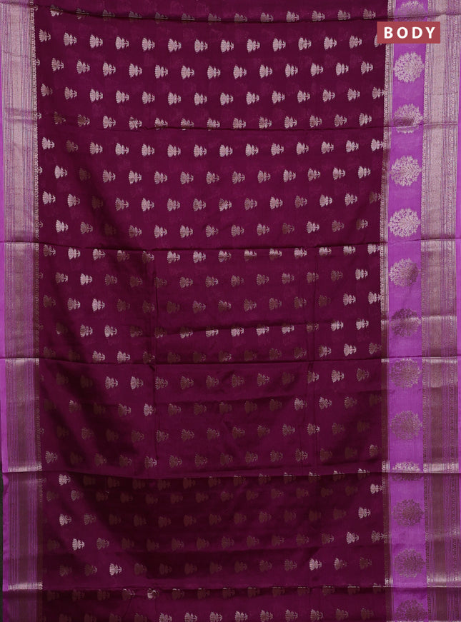 Banarasi warm silk saree deep purple and lavender with allover thread & zari woven buttas and zari woven border