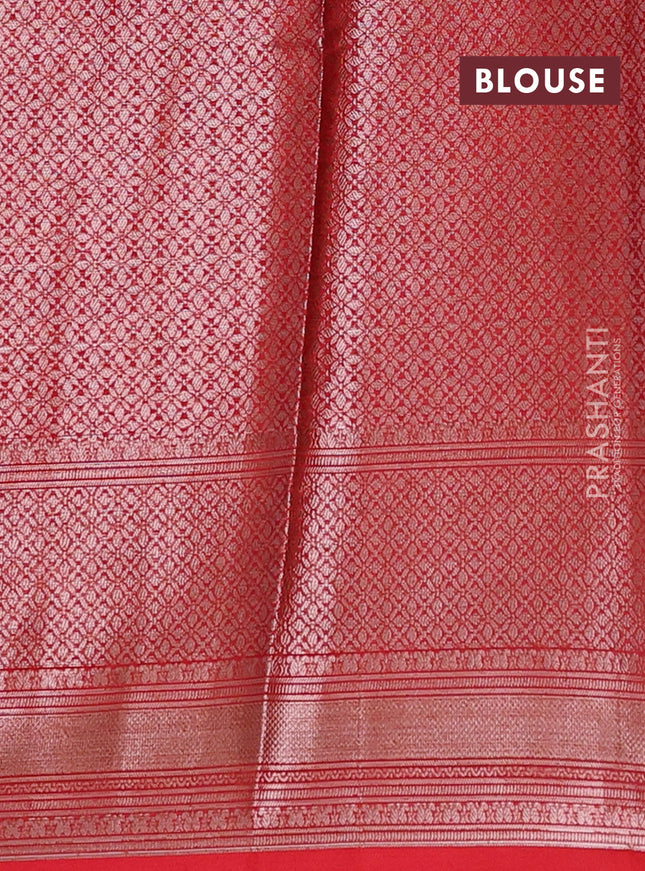 Banarasi warm silk saree peach orange and red with allover thread & zari woven buttas and zari woven border