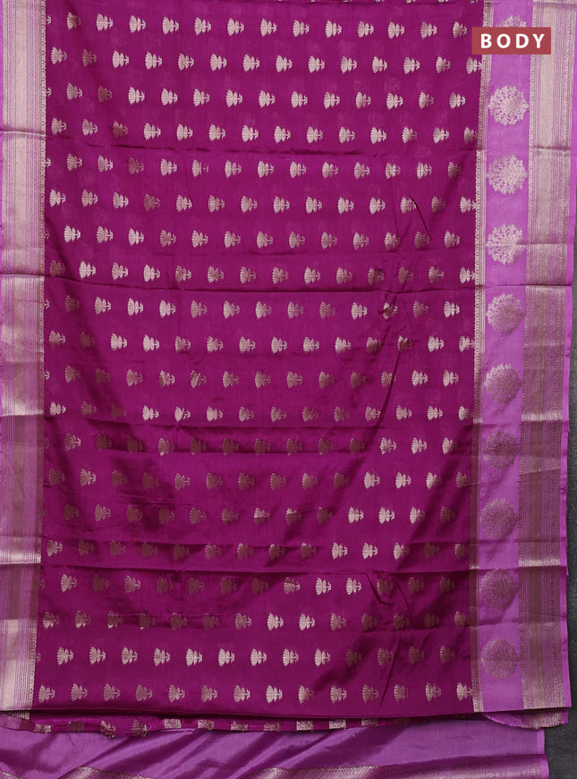Banarasi warm silk saree purple and lavender with allover thread & zari woven buttas and zari woven border