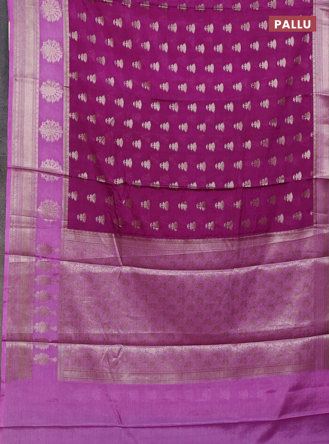 Banarasi warm silk saree purple and lavender with allover thread & zari woven buttas and zari woven border