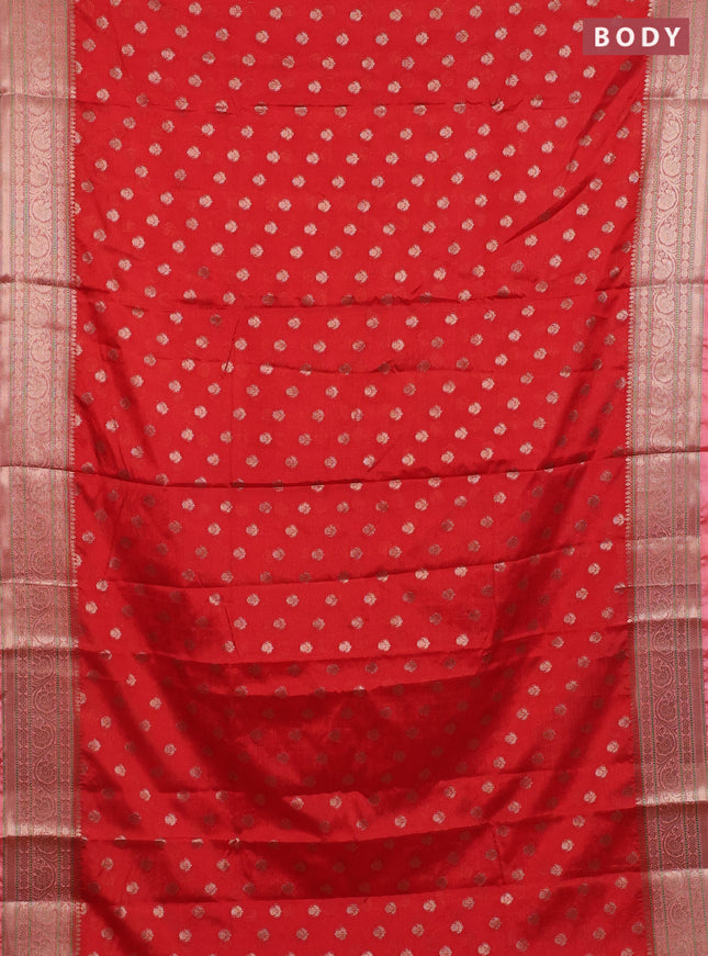 Banarasi warm silk saree orange and peach orange with allover thread & zari woven buttas and zari woven border