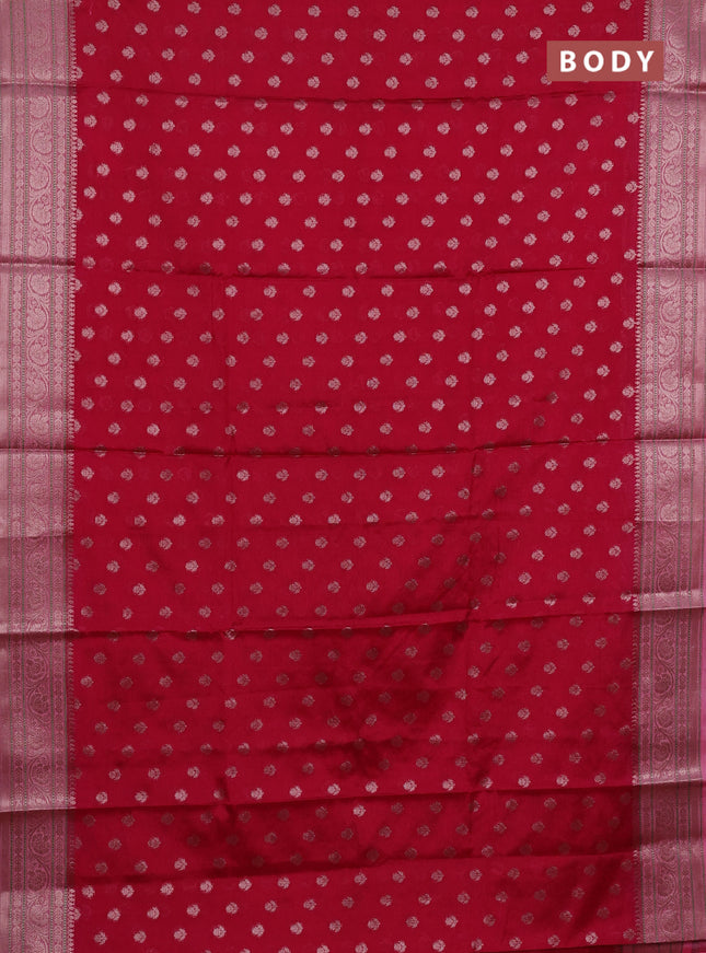 Banarasi warm silk saree dark pink and light pink with allover thread & zari woven buttas and zari woven border