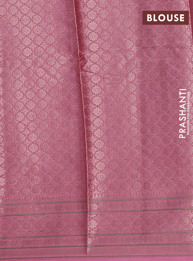 Banarasi warm silk saree dark pink and light pink with allover thread & zari woven buttas and zari woven border