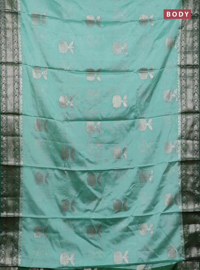 Banarasi warm silk saree pastel green and green with thread & zari woven buttas and zari woven border