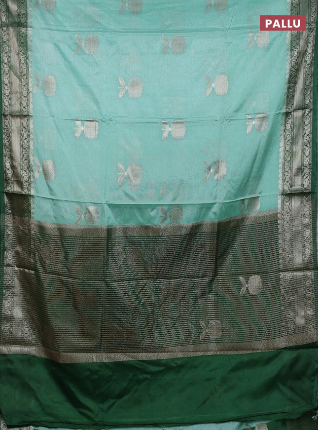 Banarasi warm silk saree pastel green and green with thread & zari woven buttas and zari woven border