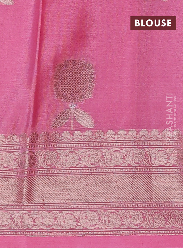 Banarasi warm silk saree pink and peach pink with thread & zari woven buttas and zari woven border