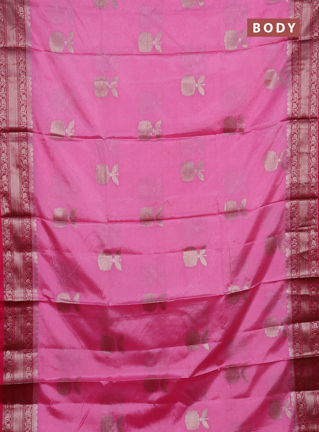 Banarasi warm silk saree light pink and pink with thread & zari woven buttas and zari woven border
