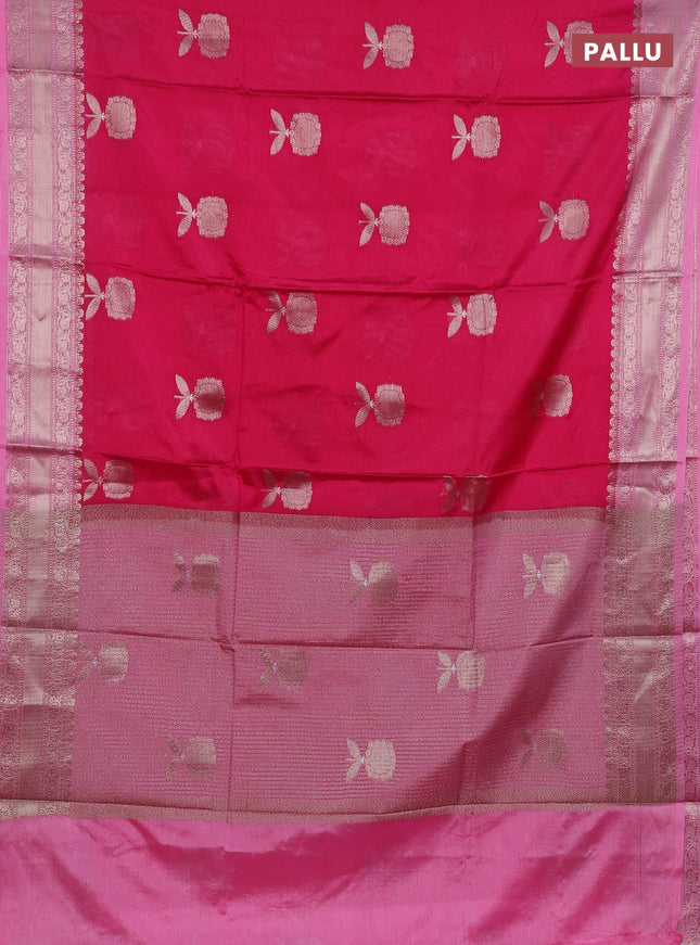 Banarasi warm silk saree pink and light pink with thread & zari woven buttas and zari woven border
