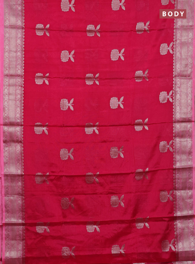 Banarasi warm silk saree pink and pastel pink with thread & zari woven buttas and zari woven border