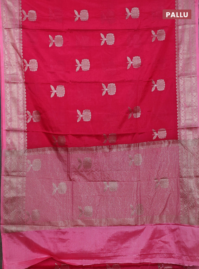 Banarasi warm silk saree pink and pastel pink with thread & zari woven buttas and zari woven border