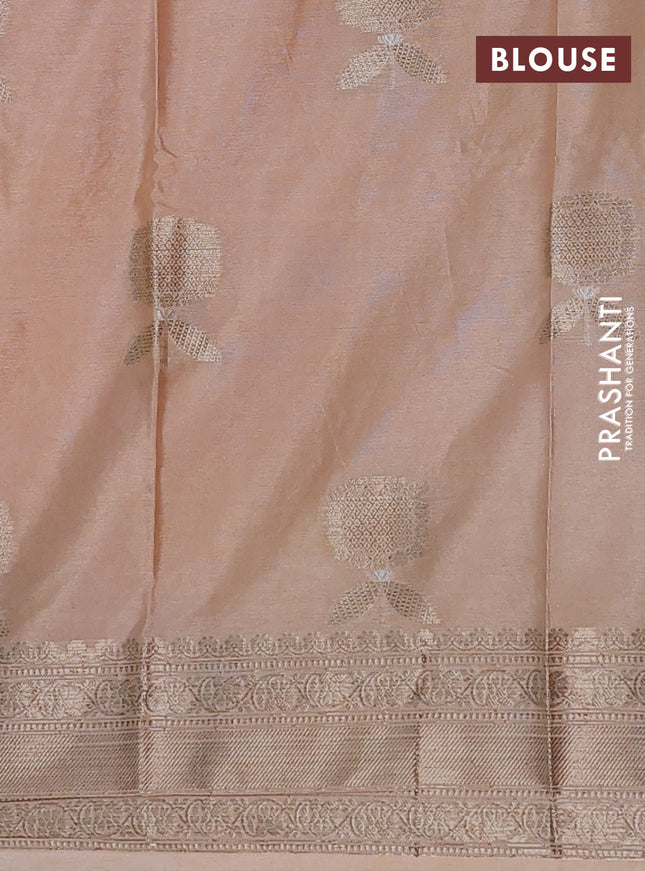 Banarasi warm silk saree orange and beige with thread & zari woven buttas and zari woven border