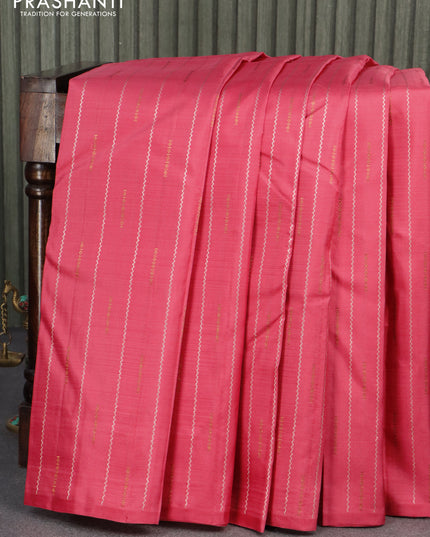 Pure kanjivaram silk saree light pink and dual shade of bluish green with allover silver & gold zari weaves in borderless style