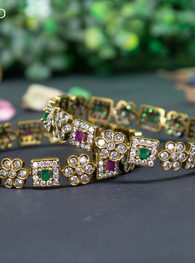 Victorian bangle floral design with kemp and cz stones