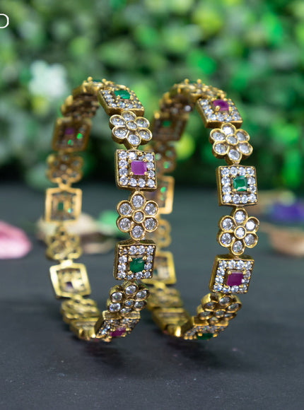 Victorian bangle floral design with kemp and cz stones