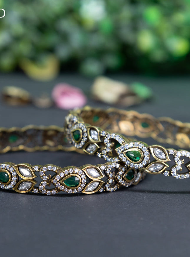 Victorian bangle with emerald and cz stones