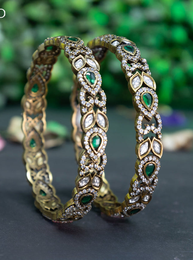 Victorian bangle with emerald and cz stones