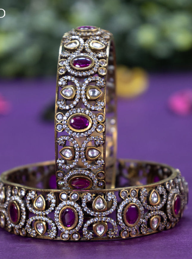 Victorian bangle with ruby and cz stones