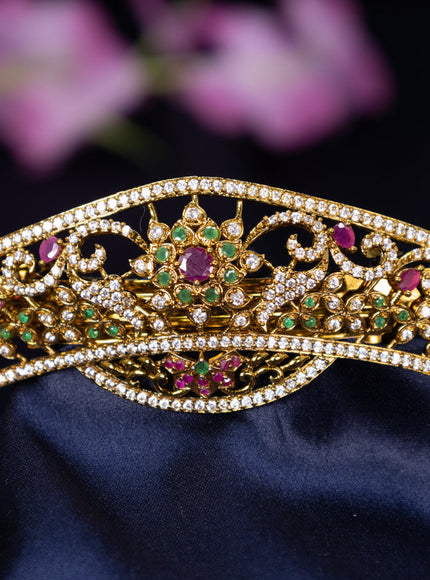 Antique hair clip medium size with kemp and cz stones