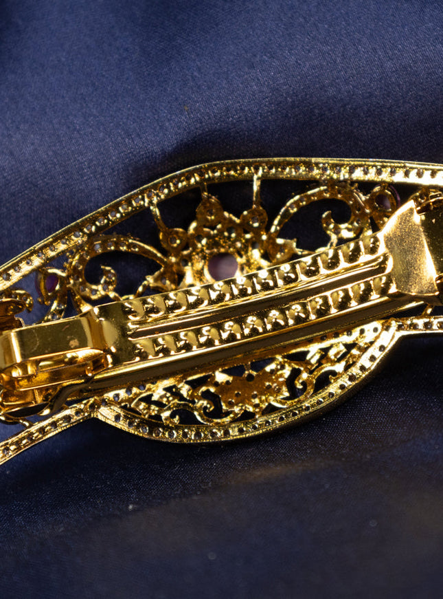 Antique hair clip medium size with kemp and cz stones