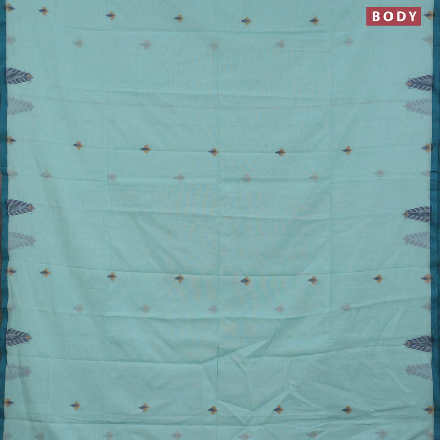 Munga cotton dress material green with woven buttas & embroidery work neck pattern and bottom & thread zari dupatta