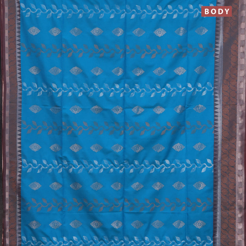 Semi soft silk saree cs blue and dual shade of maroon with allover zari weaves and zari woven border