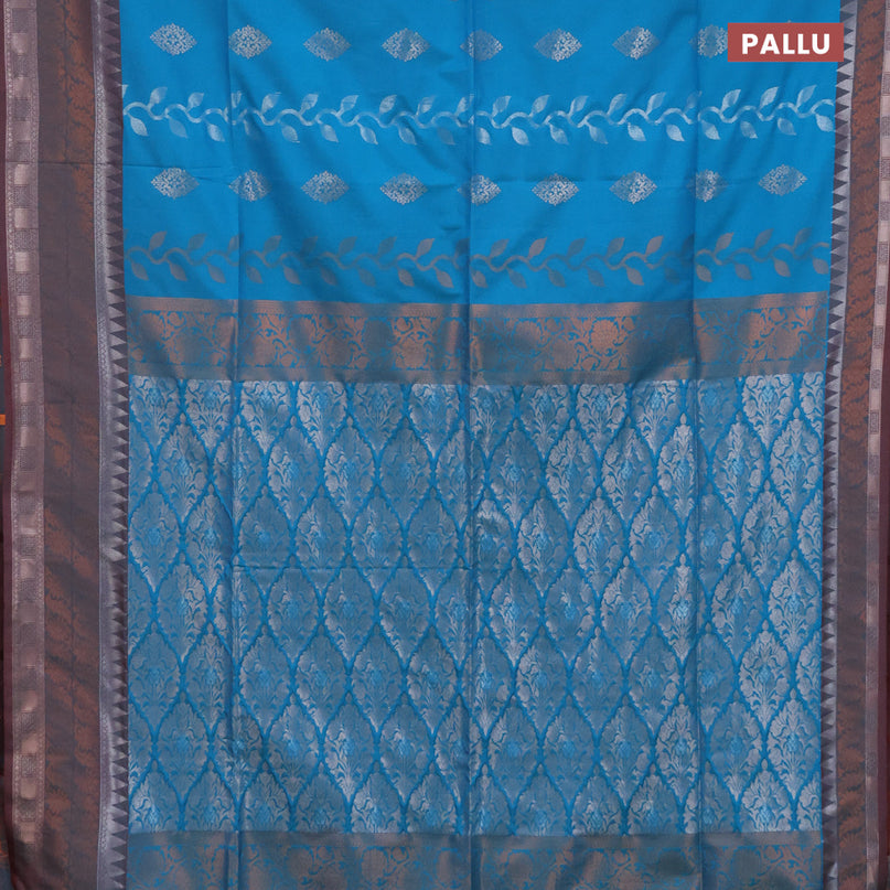 Semi soft silk saree cs blue and dual shade of maroon with allover zari weaves and zari woven border