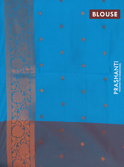 Semi soft silk saree cs blue and dual shade of maroon with allover zari weaves and zari woven border