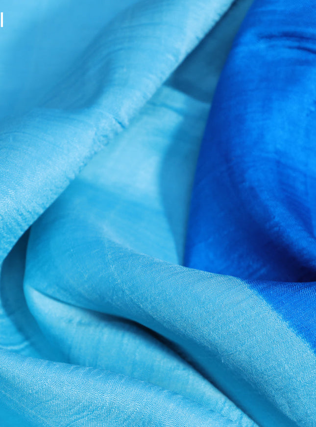 Bishnupuri silk saree light blue and royal blue with butta prints and printed border