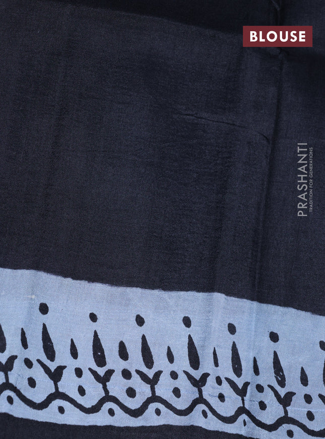 Bishnupuri silk saree grey and black with butta prints and printed border