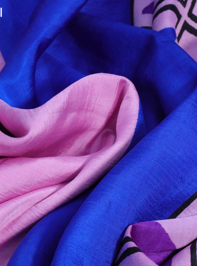 Bishnupuri silk saree light pink and blue with butta prints and printed border