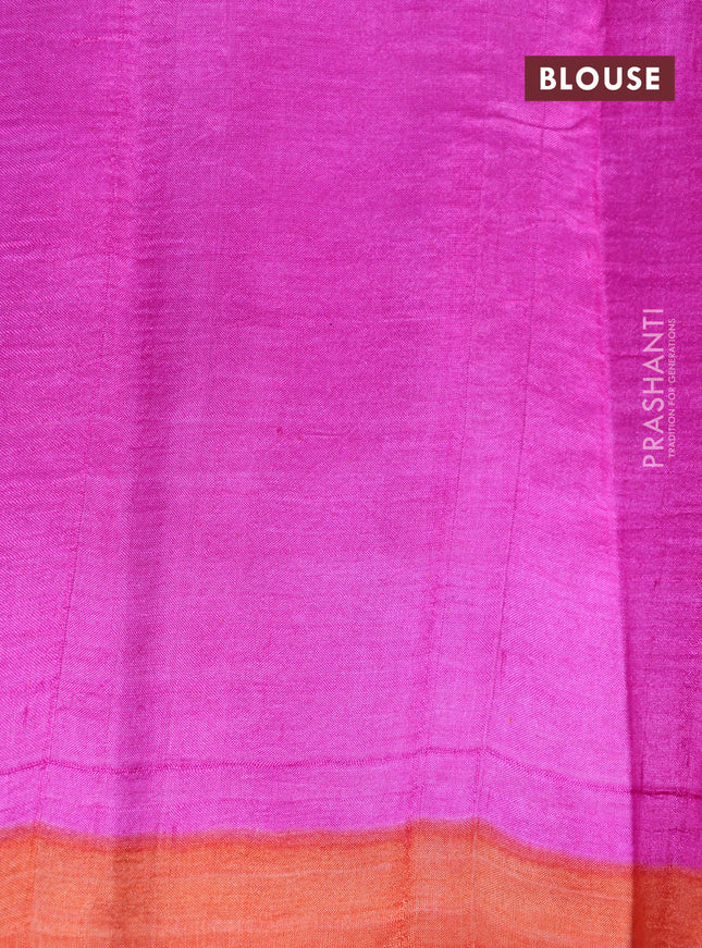 Bishnupuri silk saree cream and pink with butta prints and printed border