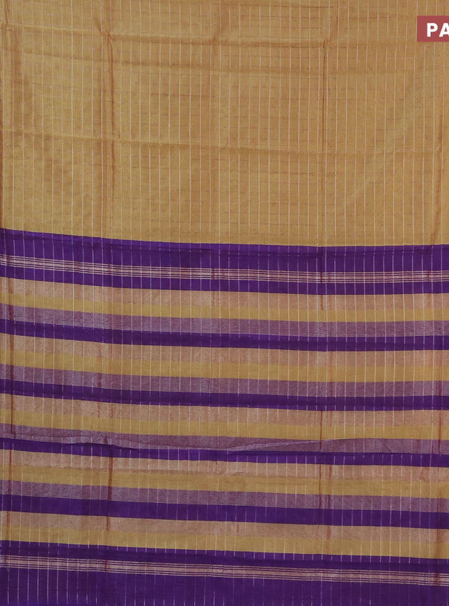 Semi mangalgiri silk saree dual shade of sandal and dual shade of blue with allover silver zari checked pattern and silver zari woven border