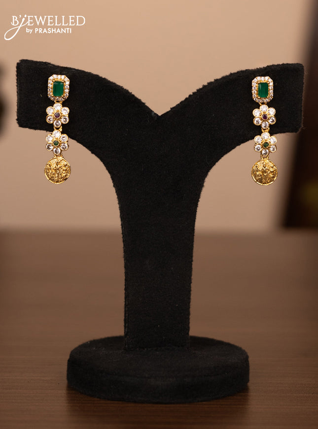 Antique necklace ramdarbar design with kemp & cz stones and pearl hangings