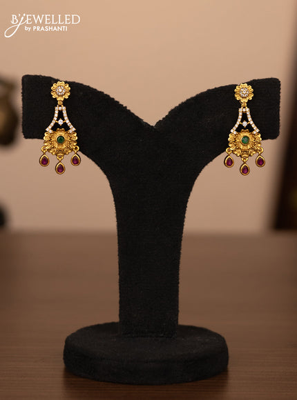 Antique necklace floral design with kemp and cz stones