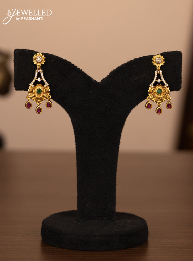 Antique necklace floral design with kemp and cz stones