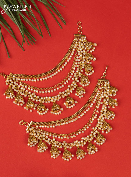 Antique triple layer mattal with pearl hangings