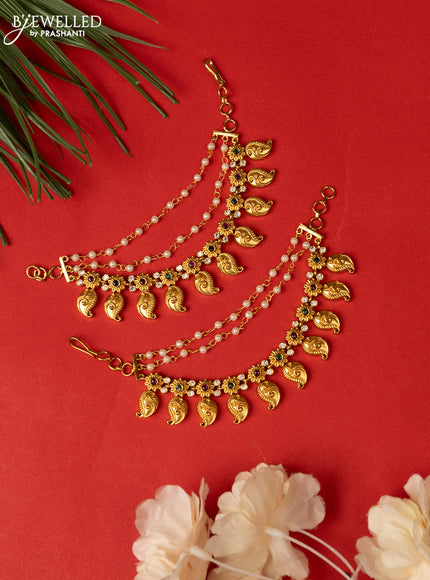 Antique triple layer mattal manga pattern with kemp and cz stones