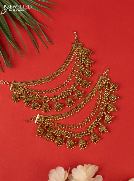 Antique mattal with triple layer and golden beads hanging